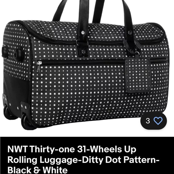 BNWOT 31 rolling Traveler bag. Polka dot. - Picture 8 of 8